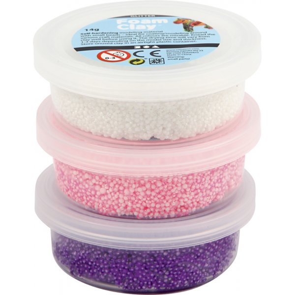 Foam Clay® - rosa - lila - vit - glitter,metallic - 3 x 14 g Foam Clay® - rosa - lila - vit - glitter,metallic - 3 x 14 g