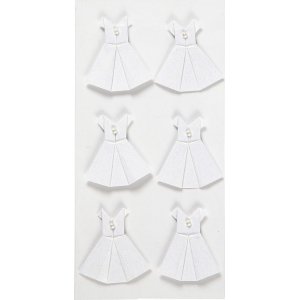 Klistremerker - hvit - kjole - 6 stk