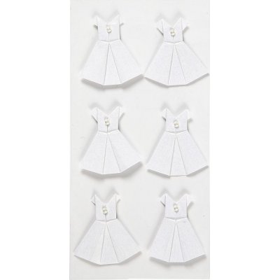 Klistermrker - hvid - kjole - 6 stk