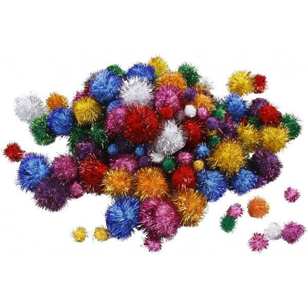 Pompomer - starka färger - glitter - 62 g Pompomer - starka färger - glitter - 62 g
