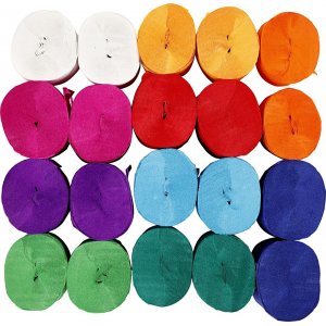 Krepppapirruller - blandede farger - 20 ruller