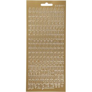 Klisterm�rker bogstaver 10x23 cm guld - 1 ark
