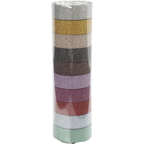 Glittertejp/washitejp - mixade färger - 10 x 6 m Glittertejp/washitejp - mixade färger - 10 x 6 m