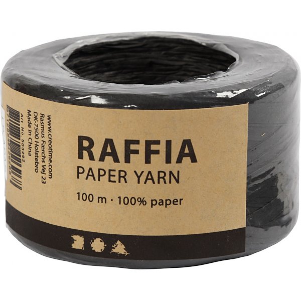 Raffia Pappersgarn - svart - 100 m Raffia Pappersgarn - svart - 100 m