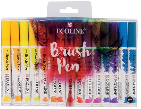 Penseltusj Ecoline Brush Pen - 30-pakning - Fiberpenner, Penner, Penner, fargestifter og blekk