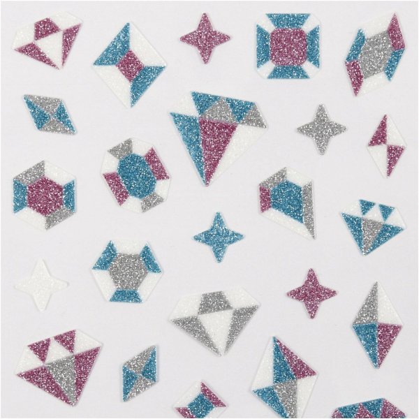 Glitterklistermærker Diamanter 10x16 cm 1 ark Glitterklistermærker Diamanter 10x16 cm 1 ark