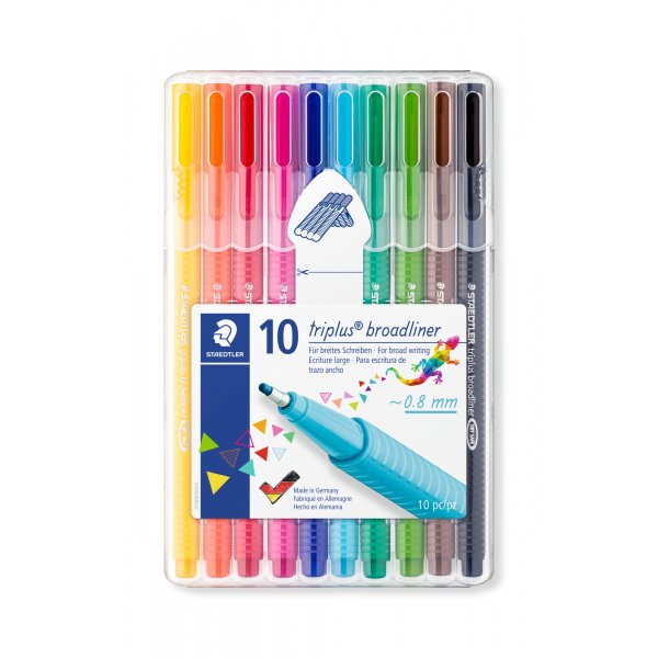 Broadliner Triplus 0,8 mm i etui - 10 frger