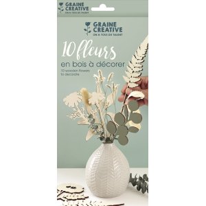 Set med 10 plywoodblommor, ca 24 cm, 4 mm tjocka Set med 10 plywoodblommor, ca 24 cm, 4 mm tjocka