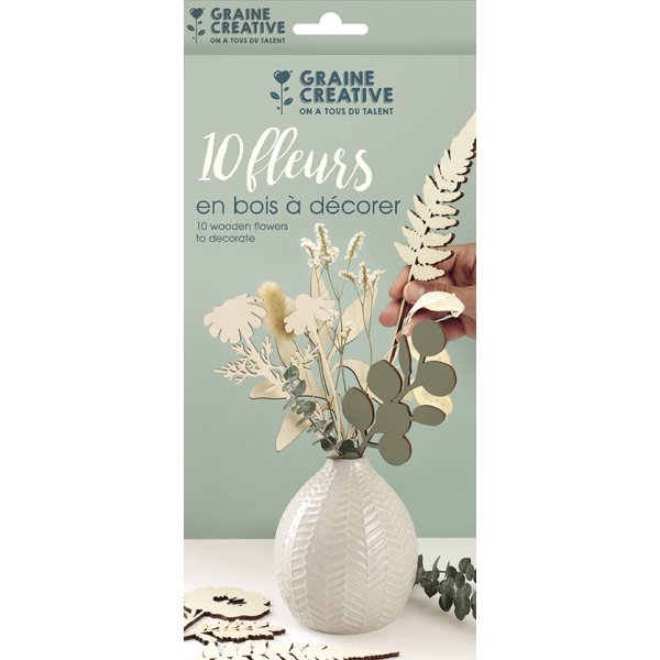 Set med 10 plywoodblommor, ca 24 cm, 4 mm tjocka Set med 10 plywoodblommor, ca 24 cm, 4 mm tjocka