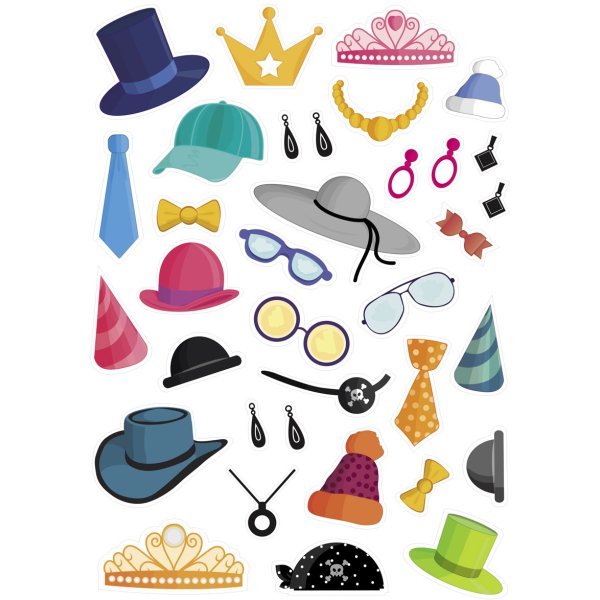 Set med 188 accessoarstickers på 2 ark Set med 188 accessoarstickers på 2 ark