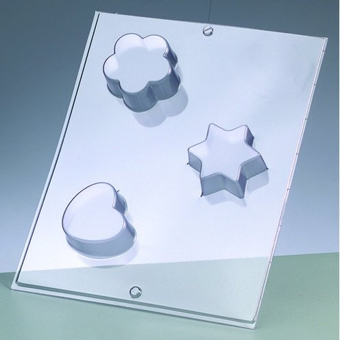 Gjutform fr ljus  5 x 2,5 cm - hjrta, stjrna, blomma / 3 delar