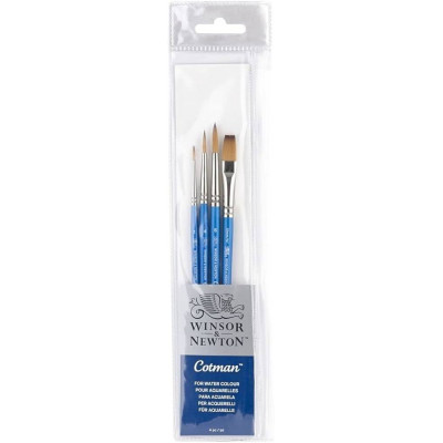 Syntetisk pensel W&N Cotman - Penselst m/kort skaft 4-pak