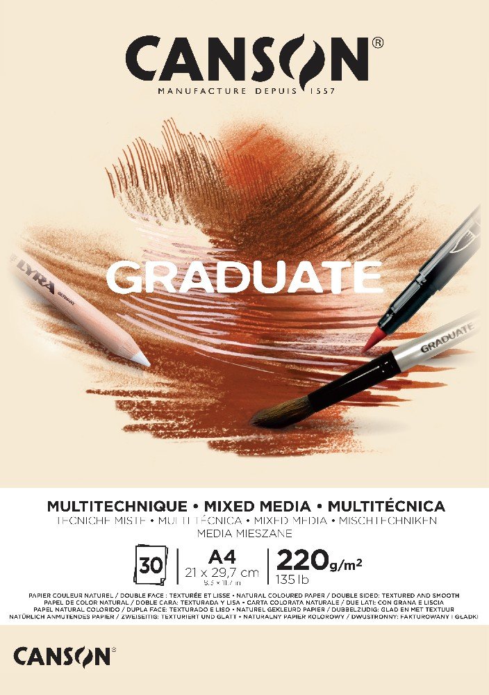Graduate Mixedmedia Blok 220 g 30 ark Gul-Okker - A4 - Øvrige papirer, Blok