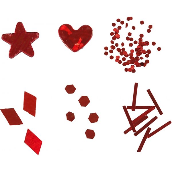 Glitter och paljetter - röd - 6 x 5 g Glitter och paljetter - röd - 6 x 5 g