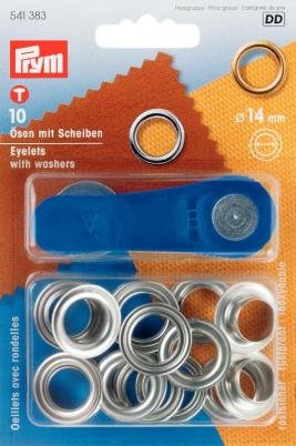 Snørehuller med skiver Messing Sølvfarve 14,0 mm 10-pak - Snøreringe, Knapper & fastgørelsesmidler, Sytilbehør