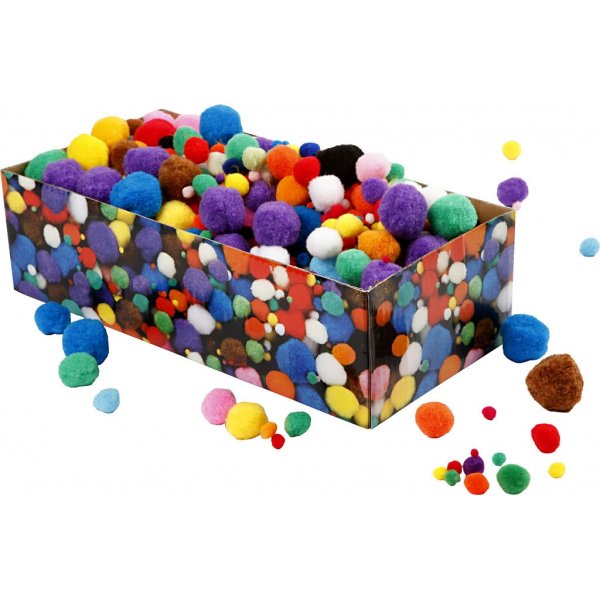 Pompoms - mixade färger - 200 g Pompoms - mixade färger - 200 g