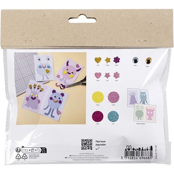 Mini DIY Kit Dekoration, pastellfärger, Monster Collage Mini DIY Kit Dekoration, pastellfärger, Monster Collage