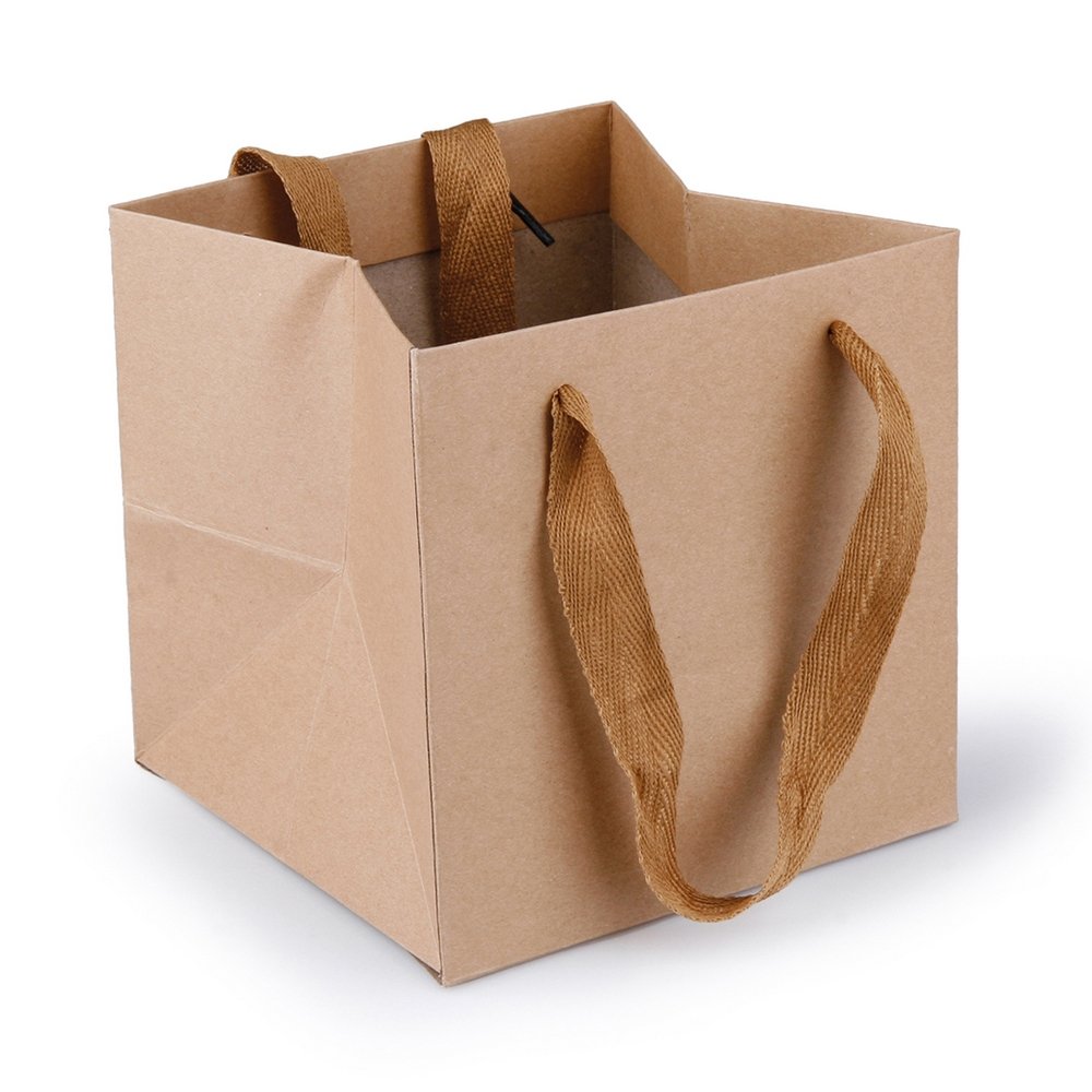 Firkantet Papirpose 15 cm - Natur - Æsker & poser med papir, Øvrige hobbymateriale, Hobbymateriale, Håndværk