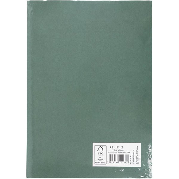 Färgad Kartong - mörkgrön - A4 - 180 g - 20 ark Färgad Kartong - mörkgrön - A4 - 180 g - 20 ark