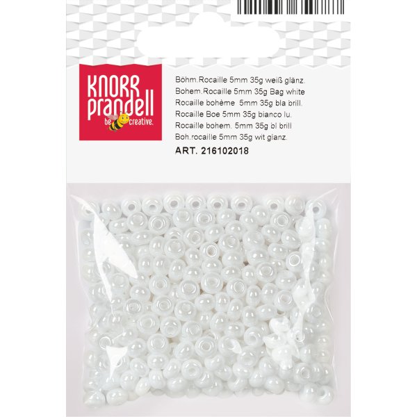 Bohemiska rocaillep�rlor 5 mm, 35 g, vita