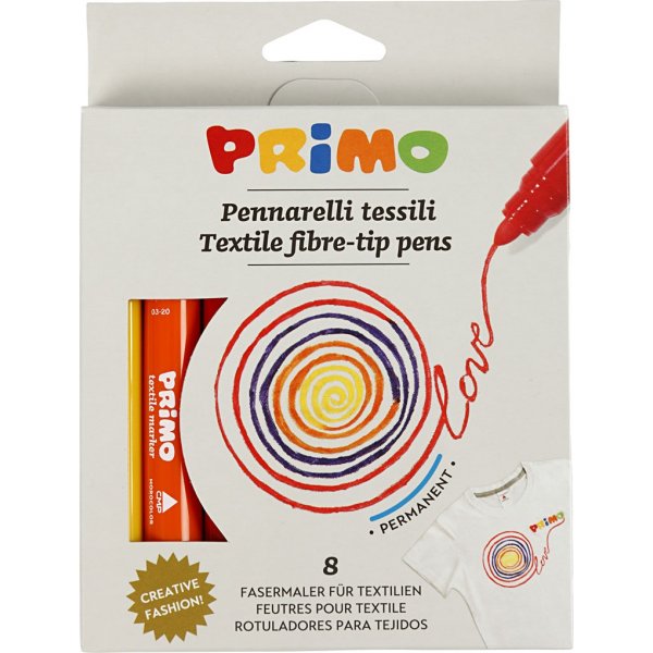 PRIMO Textiltuschpennor - mixade färger - 8 st PRIMO Textiltuschpennor - mixade färger - 8 st