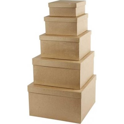 Square Hat Boxes - forskjellige strrelser - 5 stk