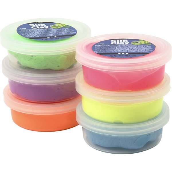 Silk Clay® - neonfärger - 6 x 14 g Silk Clay® - neonfärger - 6 x 14 g