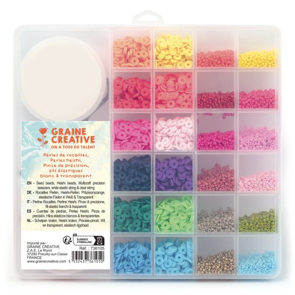 Färgglada seed beads och heishi pärlor - tropisk mix Färgglada seed beads och heishi pärlor - tropisk mix