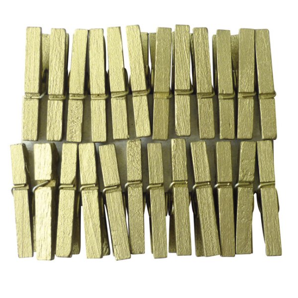 Träpinnar i guld, 25 mm, 24-pack Träpinnar i guld, 25 mm, 24-pack