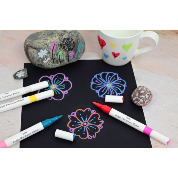 Akrylpennor dubbla f�rger 6 st - vattenbaserade duo