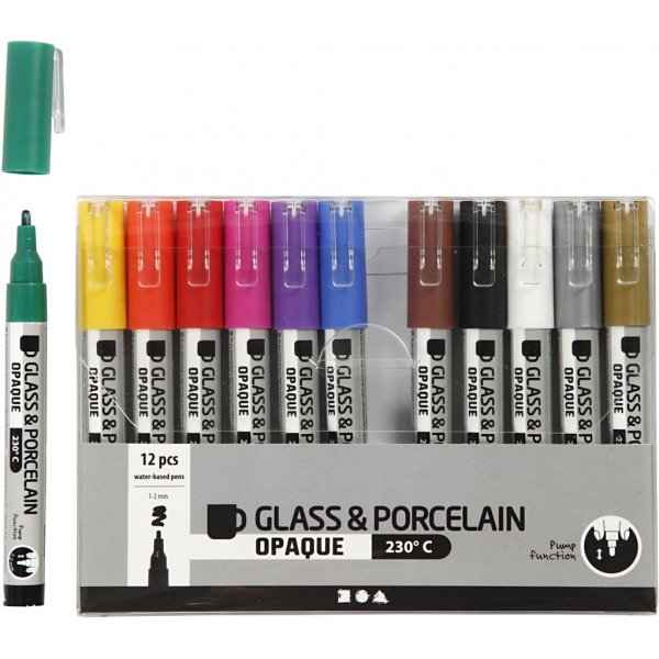 Glas- och porslinstusch - mixade färger - semi opaque - 1-2 mm - 12 st Glas- och porslinstusch - mixade färger - semi opaque - 1-2 mm - 12 st