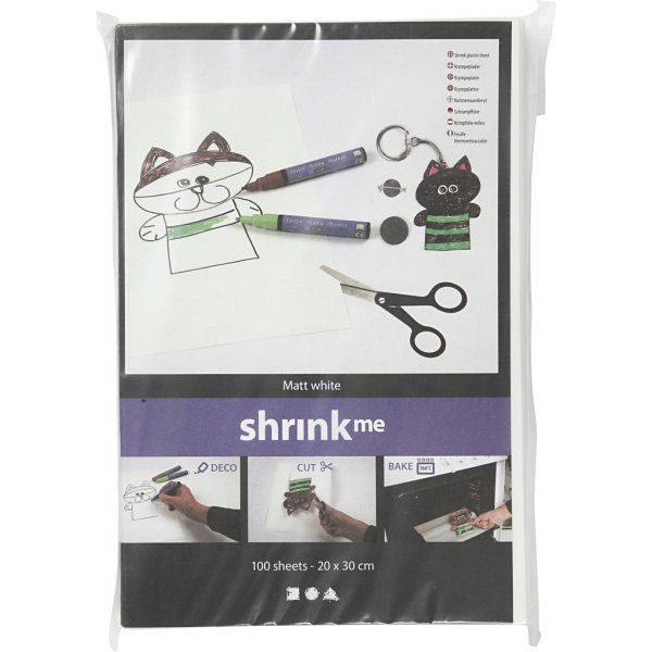 Krympe plastfolie - Matt hvit - 100 ark Krympe plastfolie - Matt hvit - 100 ark