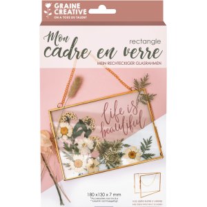 Rektangul�r glasram med kedja 18 x 13 cm