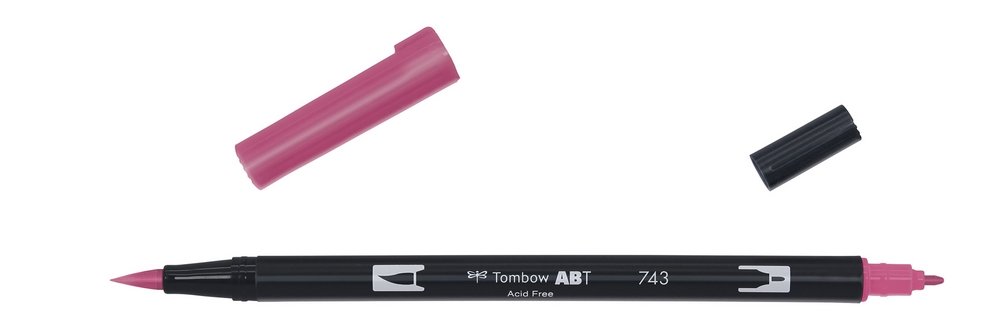 Tombow ABT Dual Brush - (743) Bright Pink - Kalligrafi penne, Kalligrafi, Penne, kridt & tusch