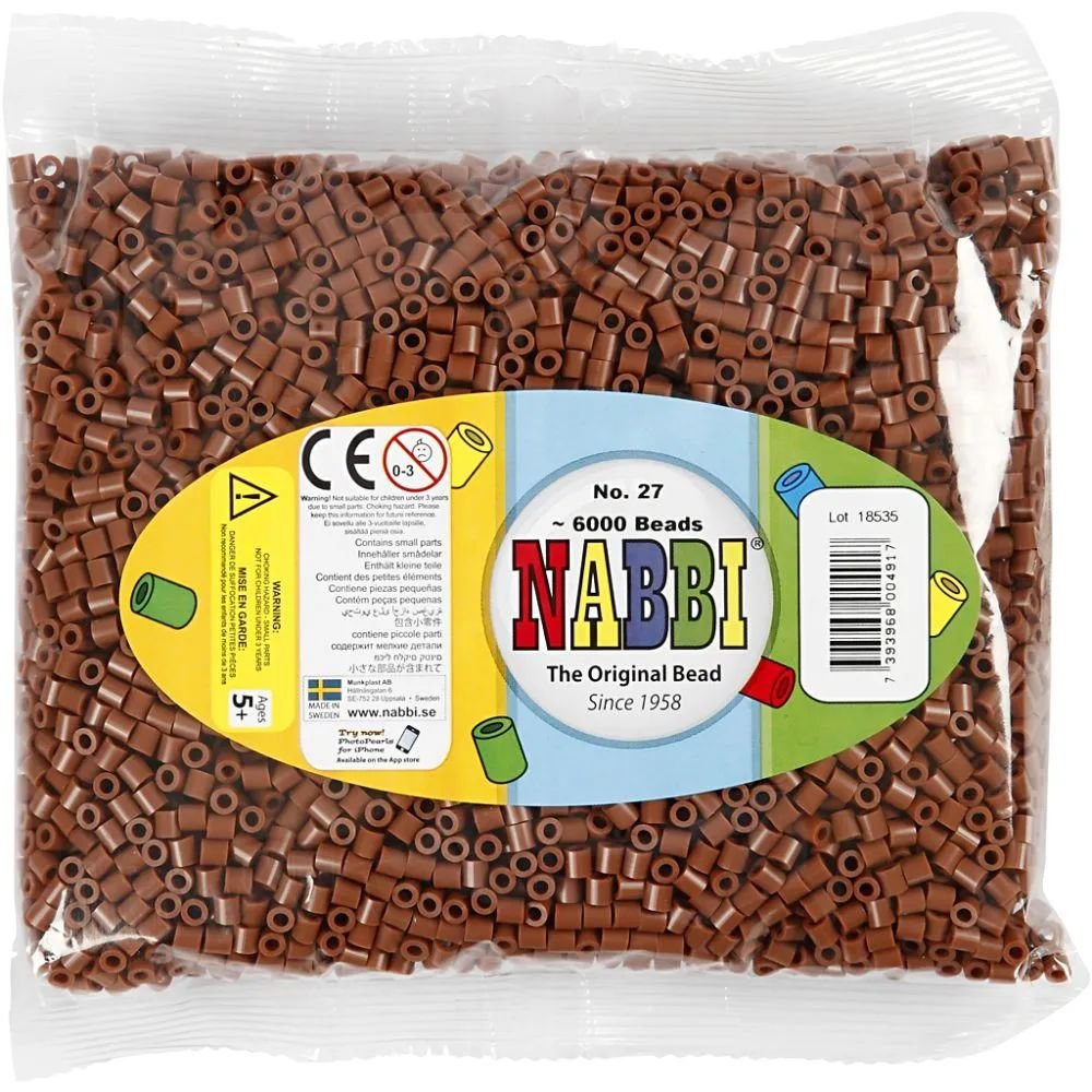 NABBI Pibeperler - Chokolade (32249) - 6000 stk - Rørperler, Perler & perleplader, Håndværk