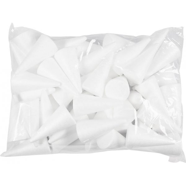 Käglor av frigolit - vit - Ø5,5 cm - 50 st Käglor av frigolit - vit - Ø5,5 cm - 50 st