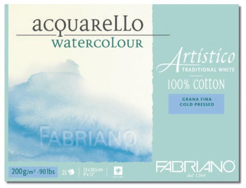 Fabriano Akvarelblok 200 g Fin - 355 x 510 mm - Akvarelpapir, Blok
