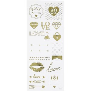 Klisterm�rker Love guldfolie 10x24 cm 14 stk.