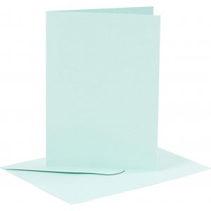 Kort og konvolutter - lysebl 11,5 x 16,5 cm - 6 sett