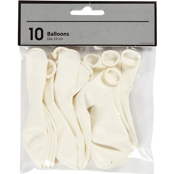 Ballonger - vit - Ø23 cm - 10 st Ballonger - vit - Ø23 cm - 10 st
