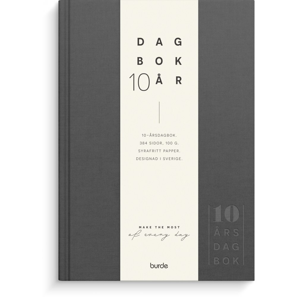 10-års dagbog - Mørkegrå hørtekstil - Dagbøger, Kalender, Kontorartikler