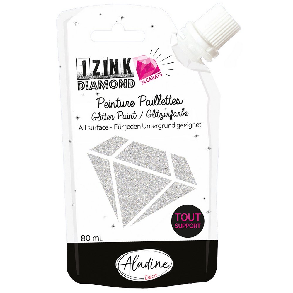 Izink Diamond-farve 24 karat 80 ml - Sølv - Universalfarve, Hobbyfarve