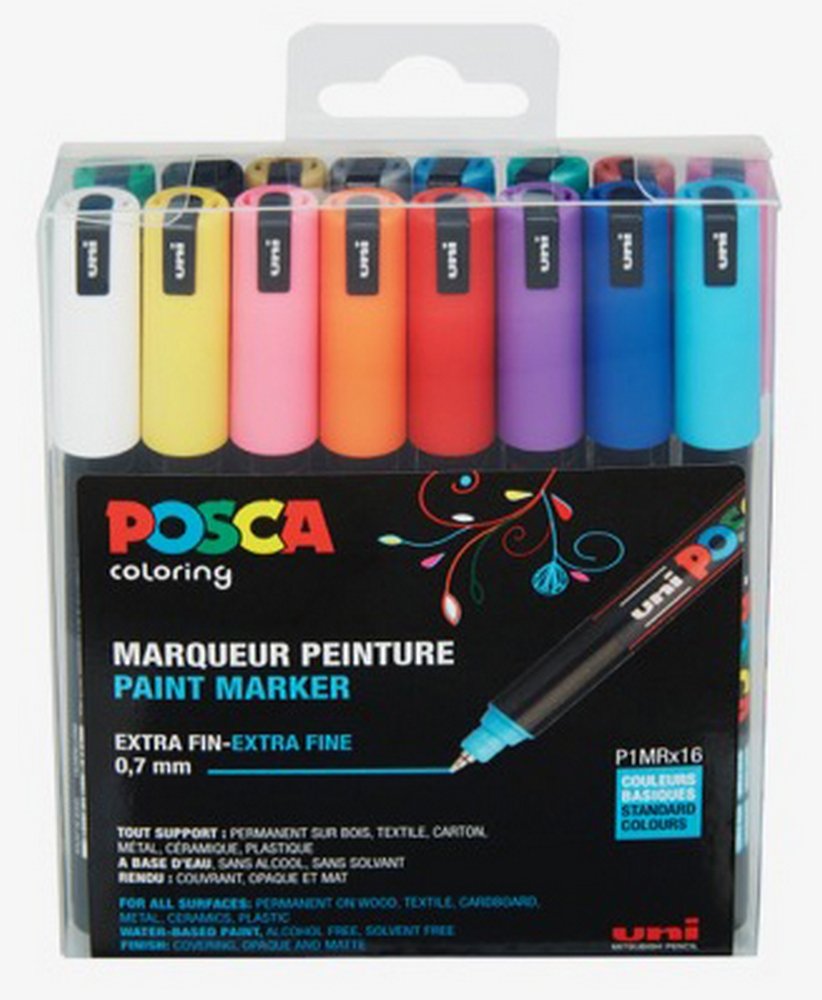 POSCA PC-1MR Art Paint Markers Set of 16 in Plastic Wallet Starter Set -   Sweden