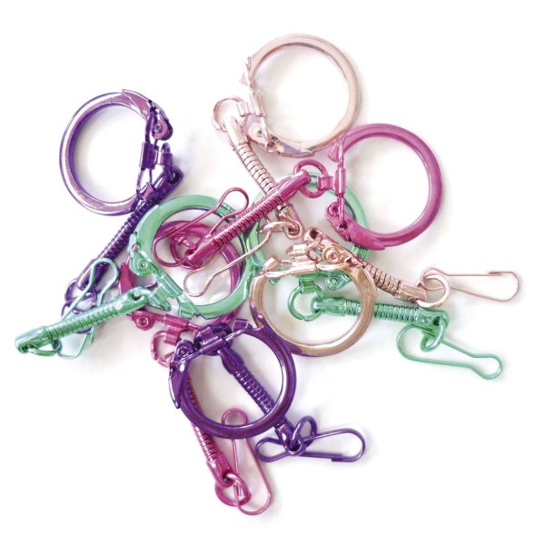 Färgglada metallnyckelringar med krok, 10-pack Färgglada metallnyckelringar med krok, 10-pack