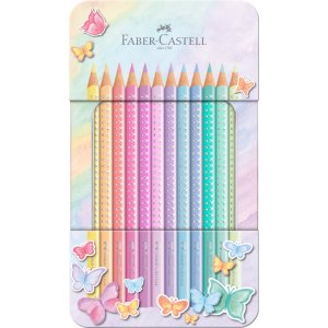 Frgpennset - Faber-Castell  - Pastellfrgat metalletui - 12 frger