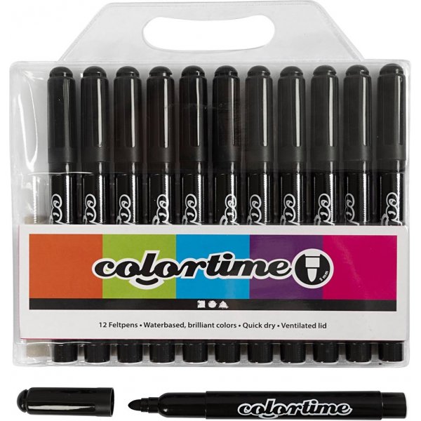 Colortime-pennor - svart - 5 mm - 12 st Colortime-pennor - svart - 5 mm - 12 st