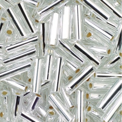 Stavpärlor 6,8 x 2,2 mm - silver 13 g silverlinjerade