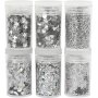 Glitter och paljetter - silver - 6 x 5 g