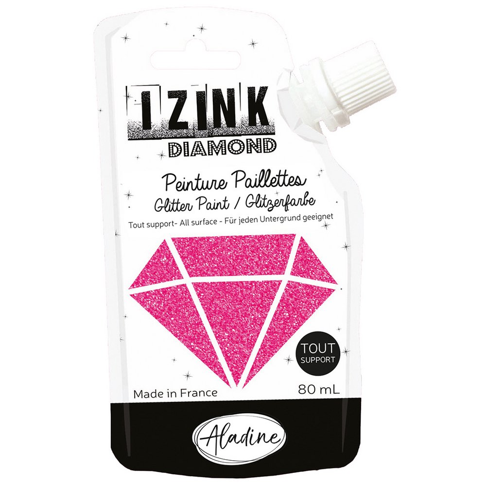 Glitterfarve Diamant 80 ml - Fuschia - Glitterfarver, Effekt- & strukturfarver, Hobbyfarve