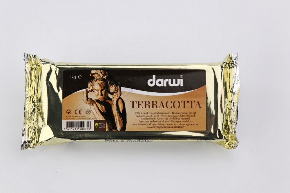 Lera Darwi Terracotta - 1 KG - Lufttorkande modellera, Modellera, Pyssel för barn, Hobbymaterial, Pyssla